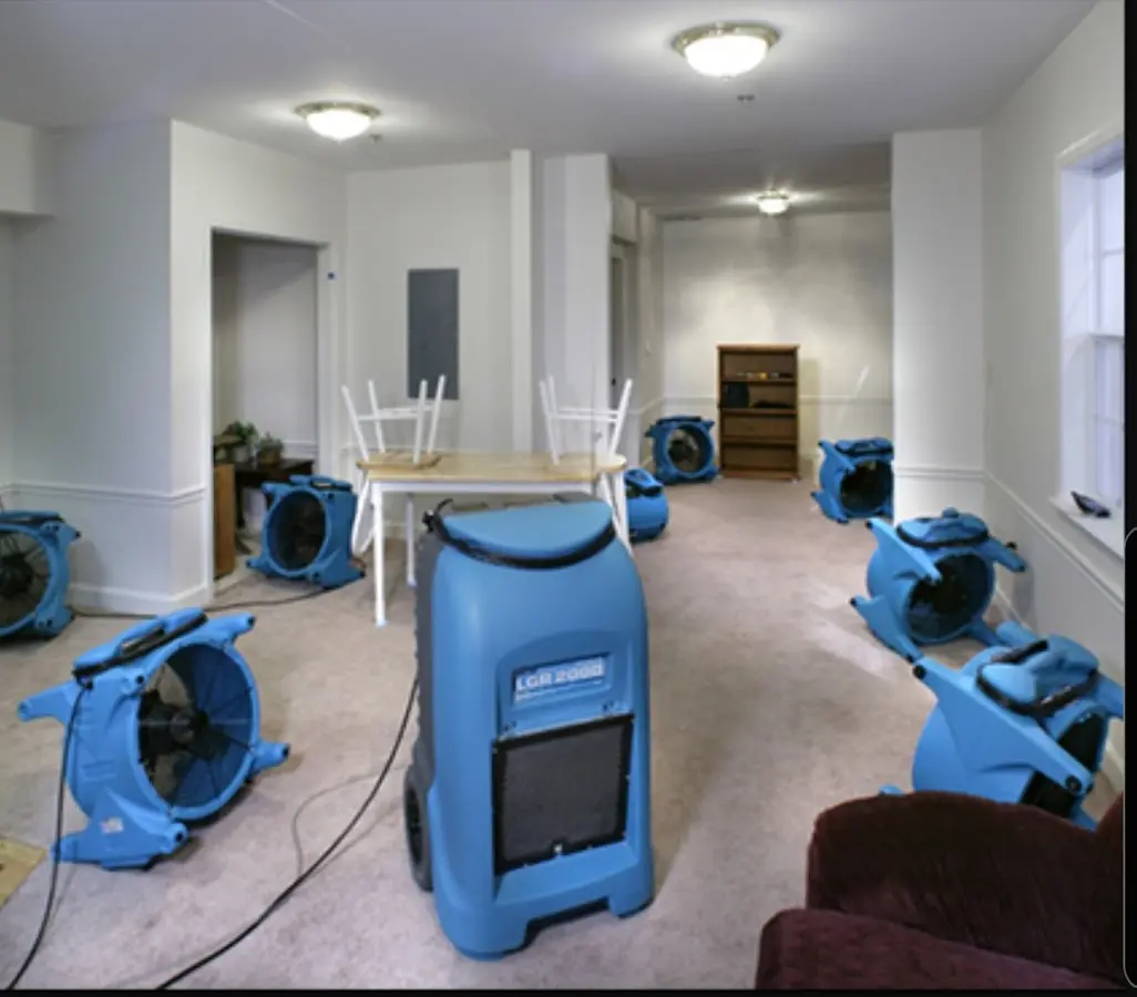 Air movers and dehumidifier setup for Water Extraction & Removal in La Feria